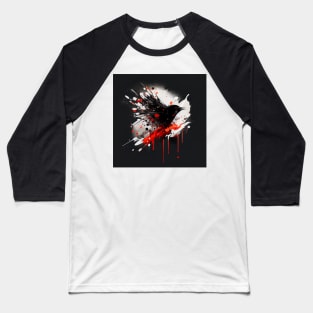 Black Bird Ink Blot Design Baseball T-Shirt